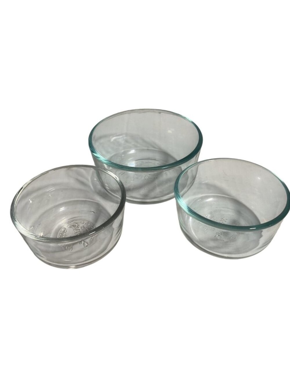 Pyrex Set Of 3 Clear Glass Bowls Round Durable Microwave Safe Baking Prep Dish